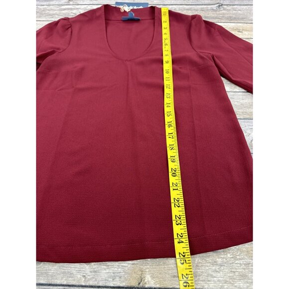 ModCloth Long Sleeve Top Blouse Womens‎ Size XS Solid Burgundy Casual New - Picture 13 of 14